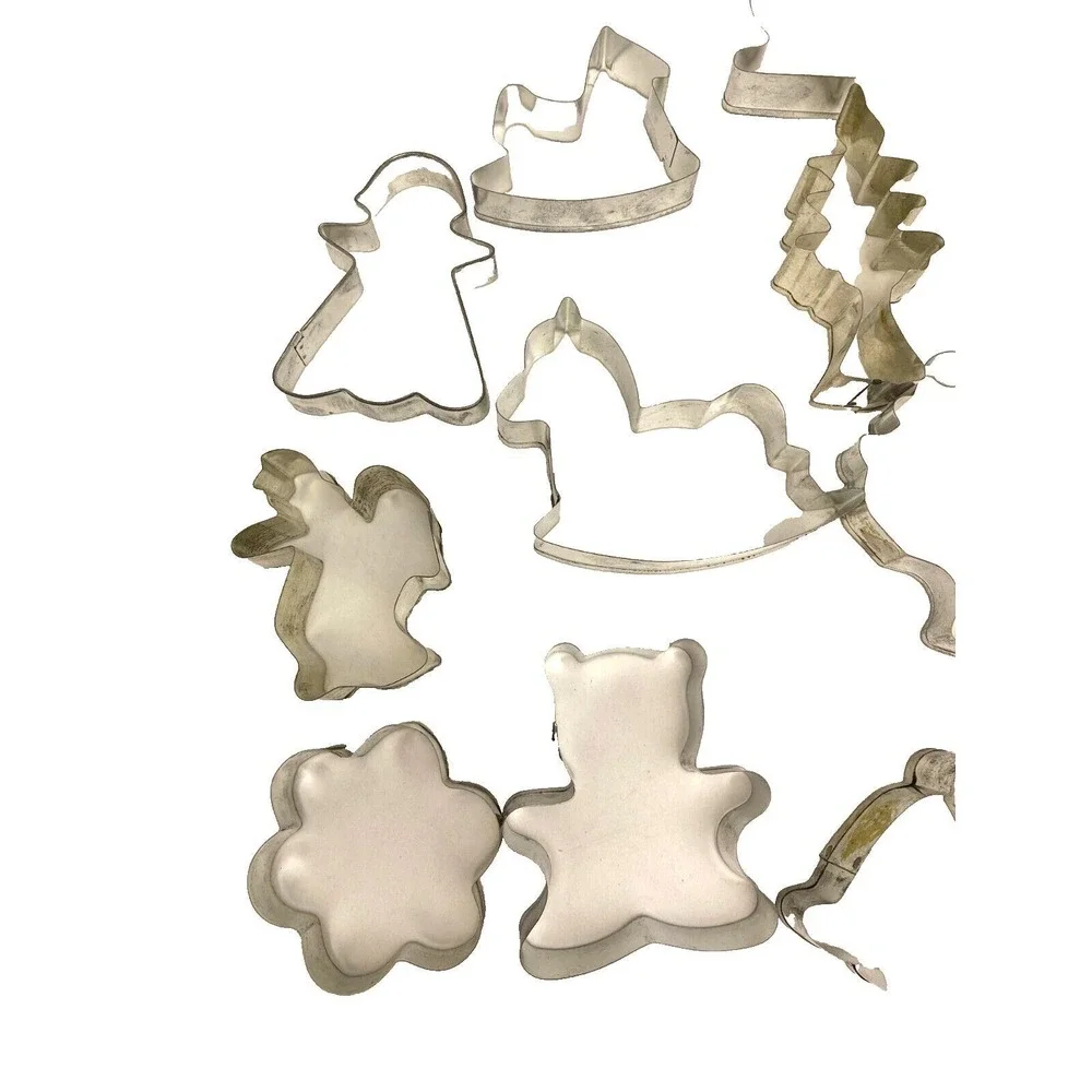 Vintage Cookie Cutter Lot of 15 Holiday Santa Christmas Tree Bell Metal‎ Tin